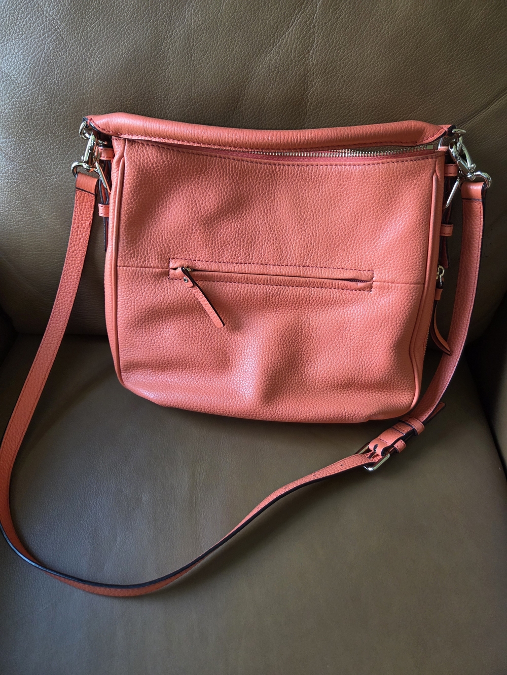 Kate Spade New York Coral Pebbled Crossbody Bag Medium Zip Gold Hardware - Picture 2 of 7